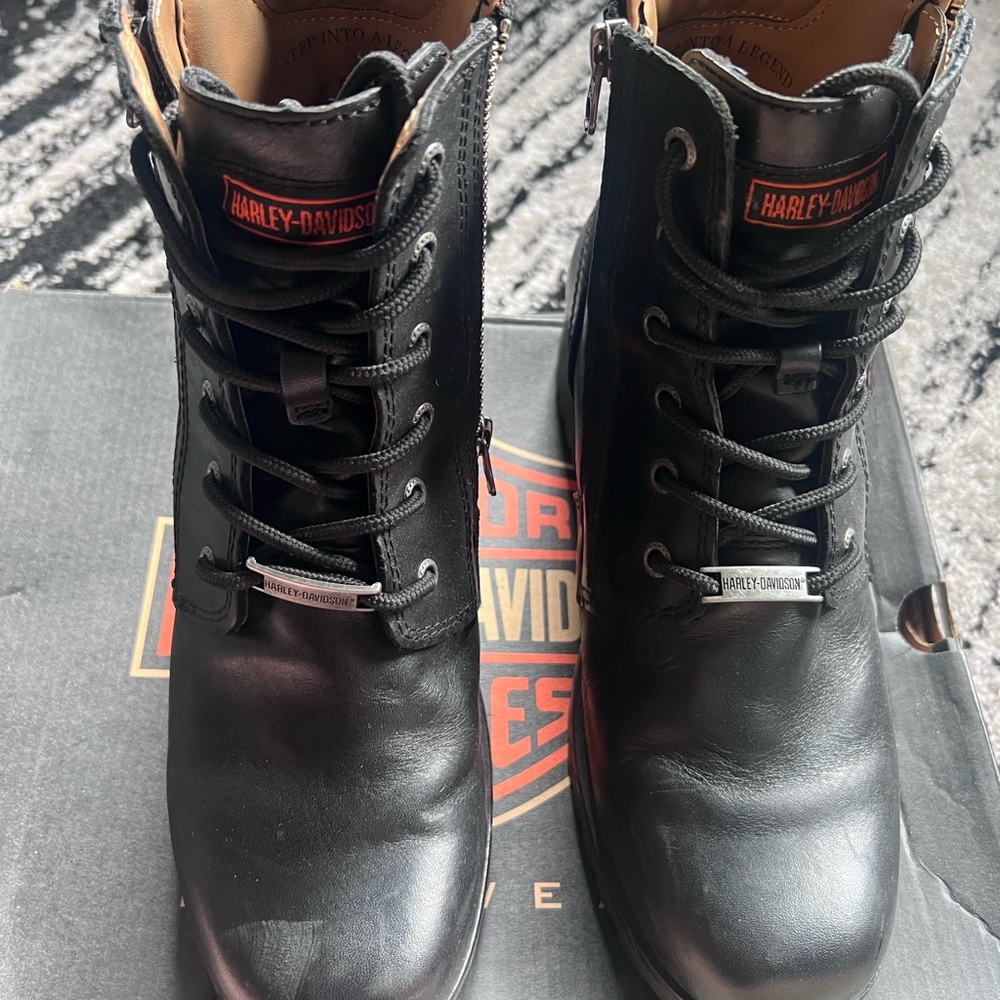 Harley-Davidson Black Moto Boots with Rugged Sole